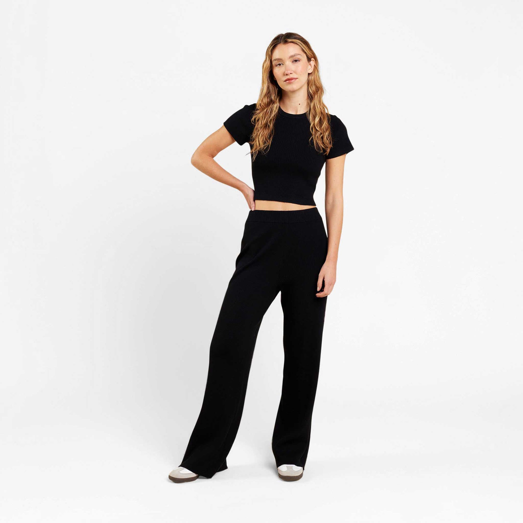 Ribbed Sweater Wide Leg Pant