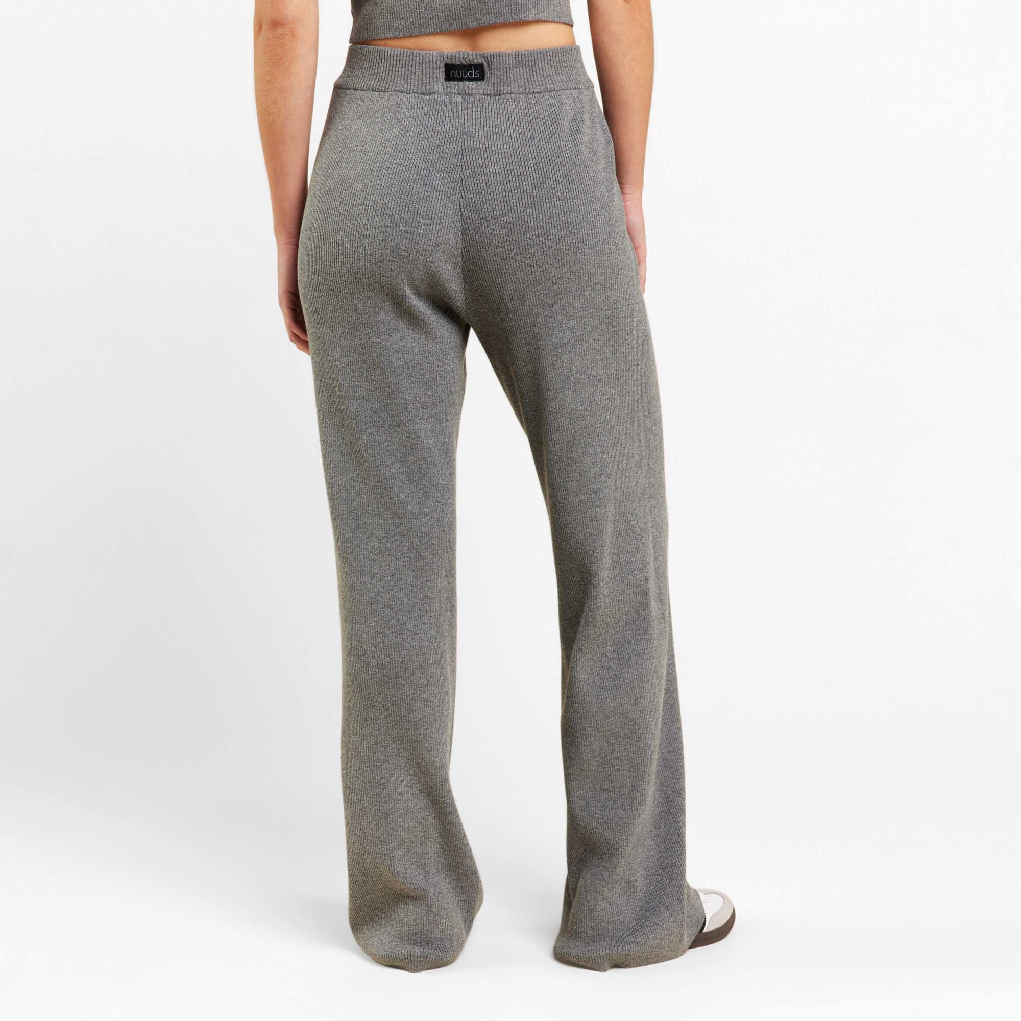 Ribbed Sweater Wide Leg Pant | Charcoal