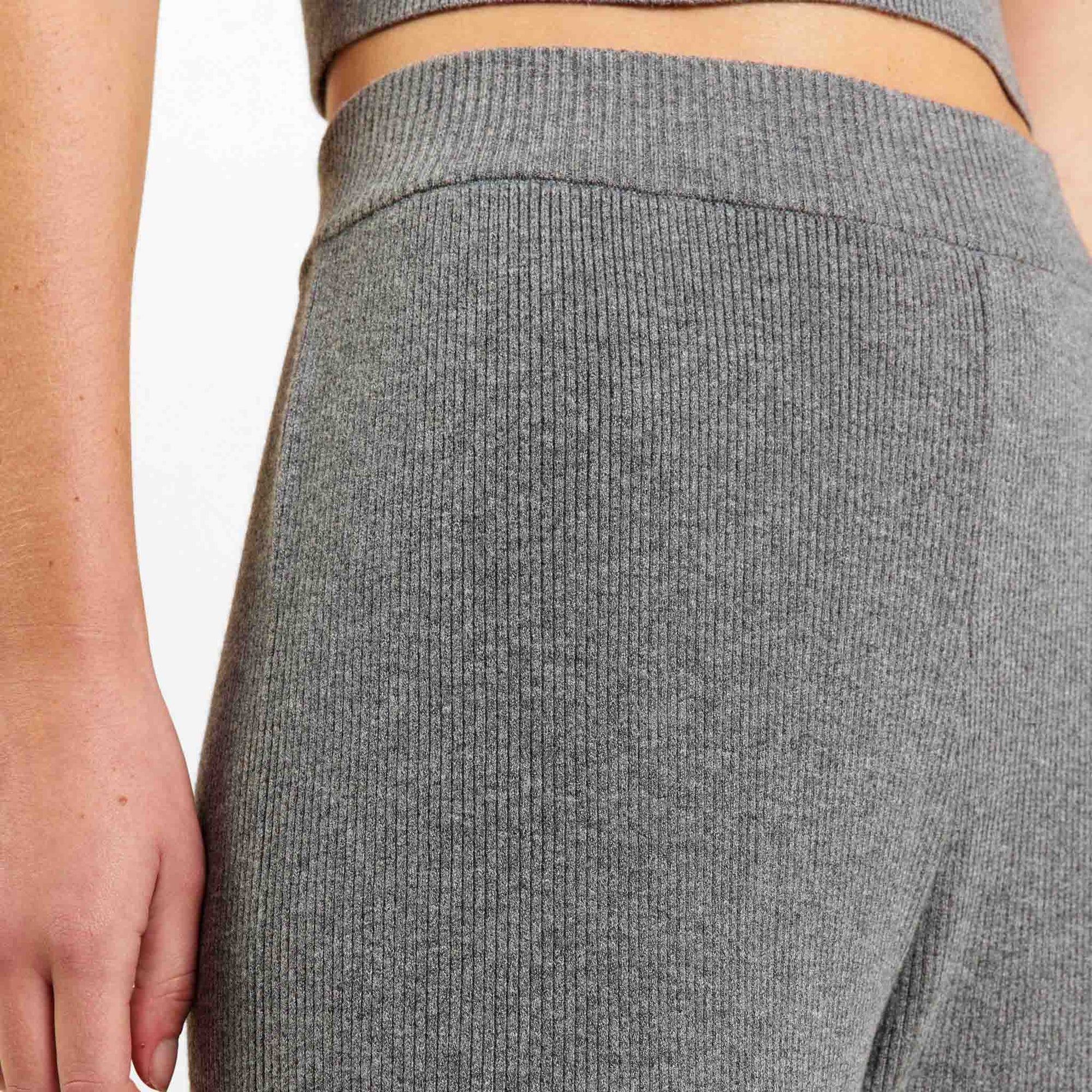 Ribbed Sweater Wide Leg Pant | Charcoal