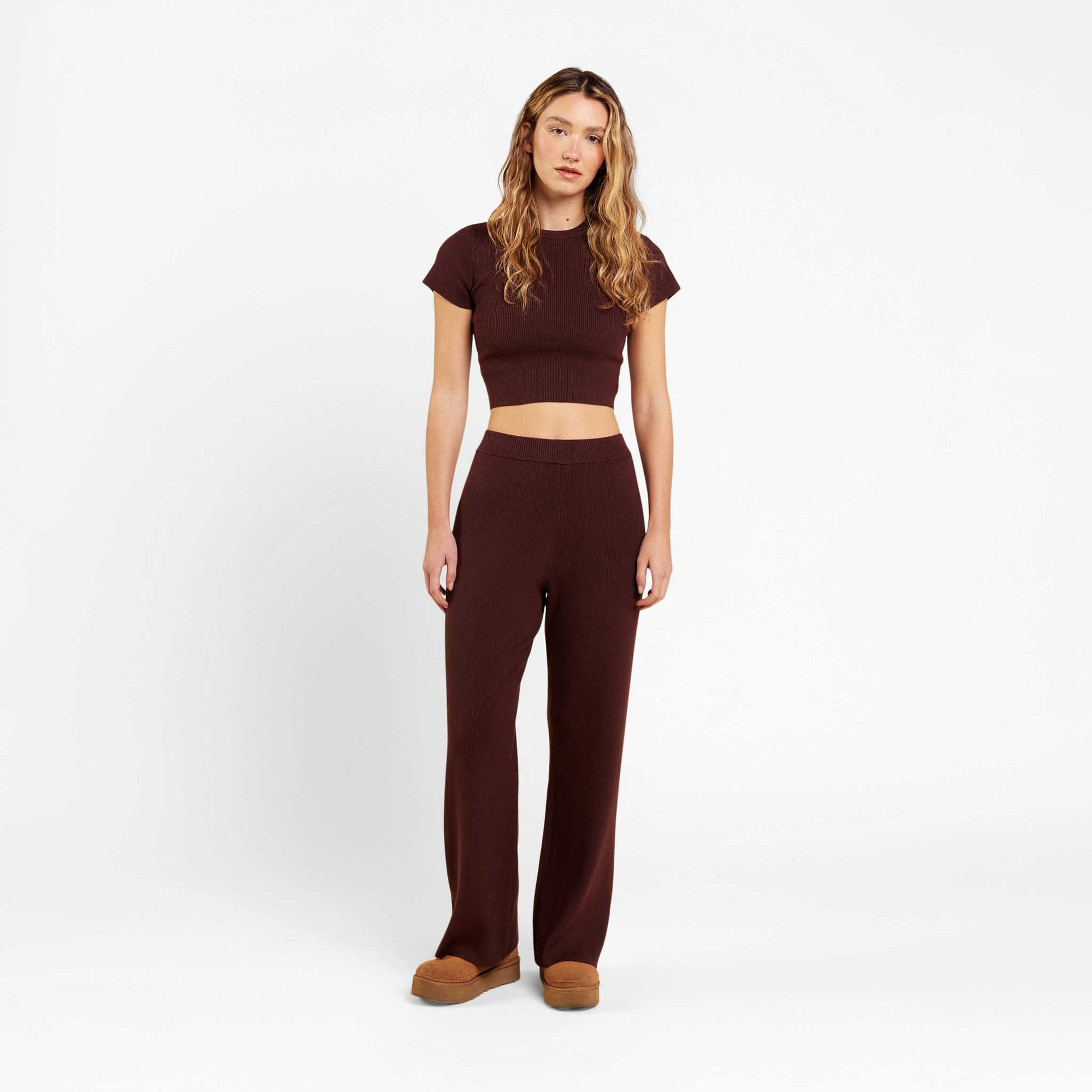 Ribbed Sweater Wide Leg Pant