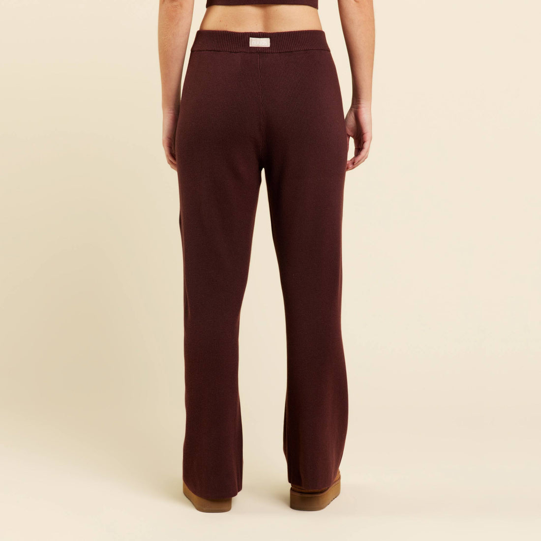 Ribbed Sweater Wide Leg Pant | Coffee