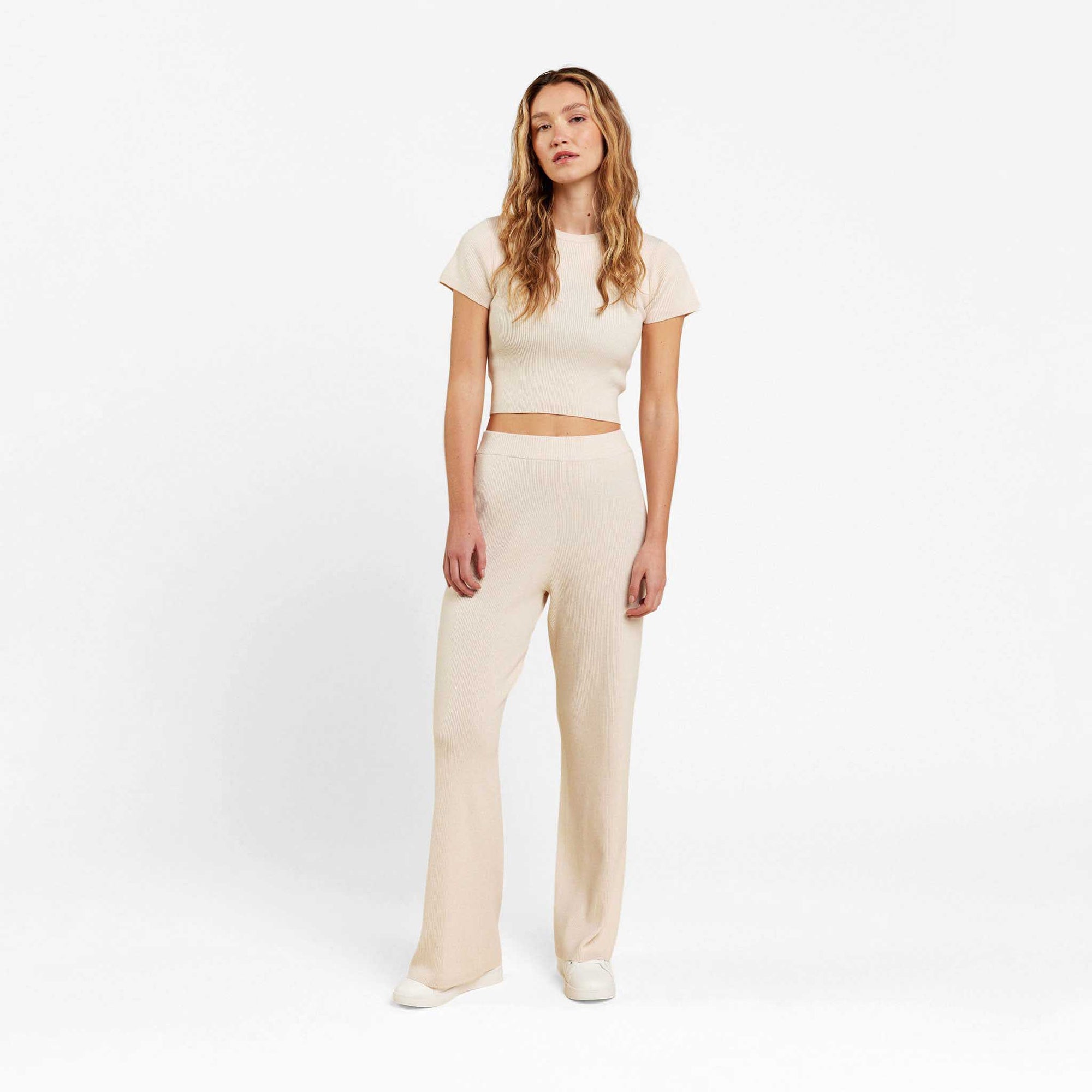 Ribbed Sweater Wide Leg Pant