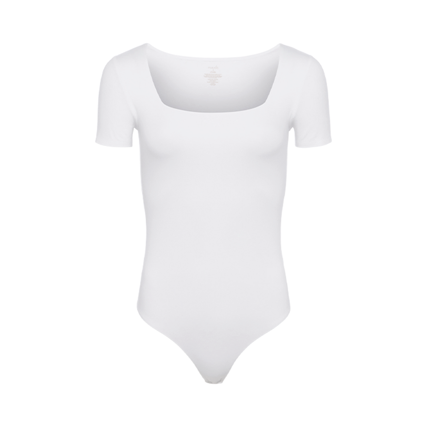 Short Sleeve Square Neck Bodysuit | White