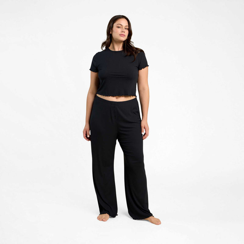 Mini Rib Wide Leg Pant