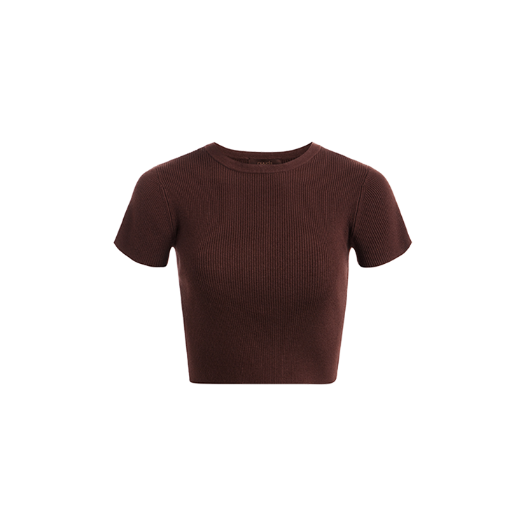 Ribbed Sweater Baby Tee | Coffee