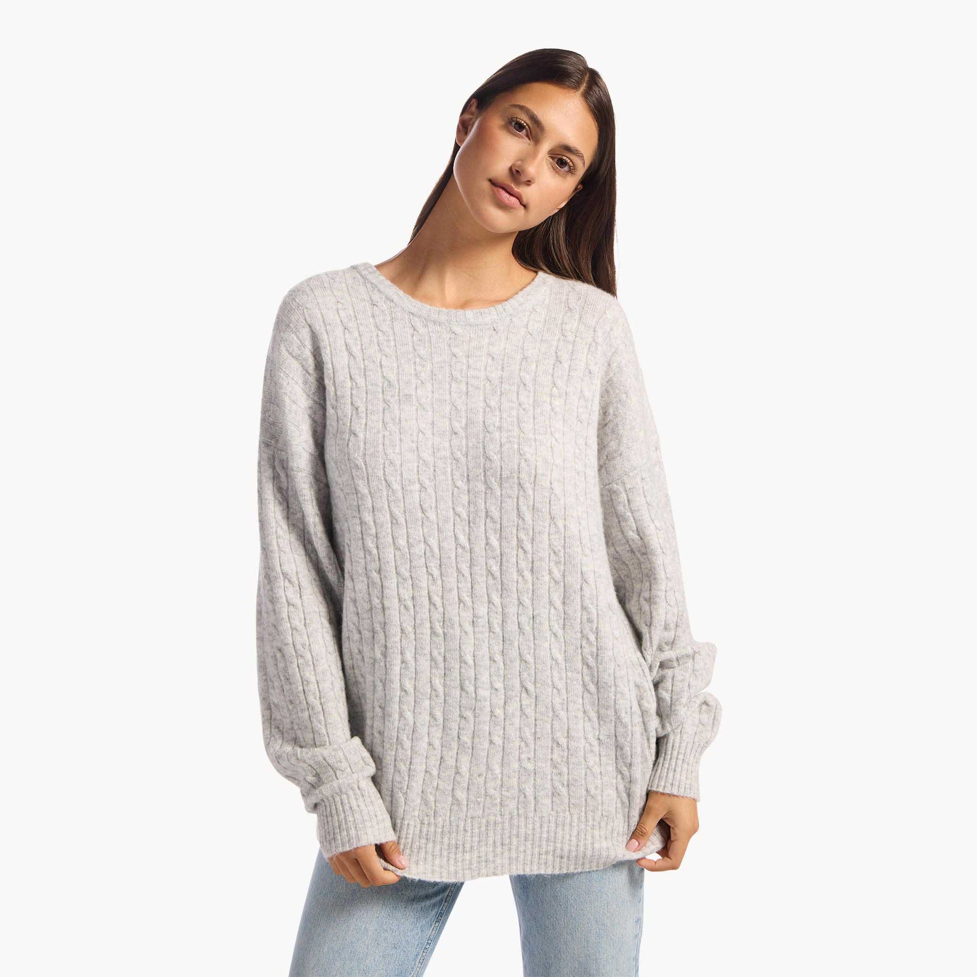 Cozy Knit Cable Crewneck Sweater