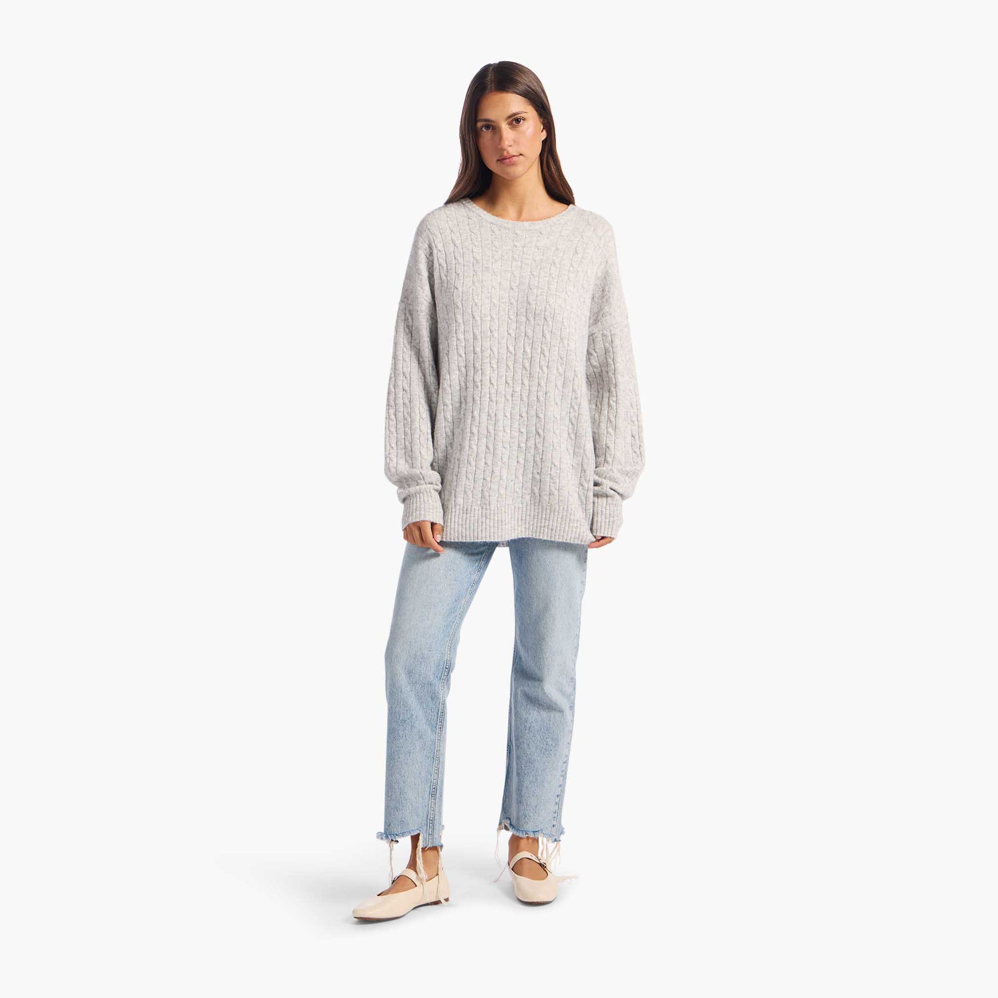 Cozy Knit Cable Crewneck Sweater