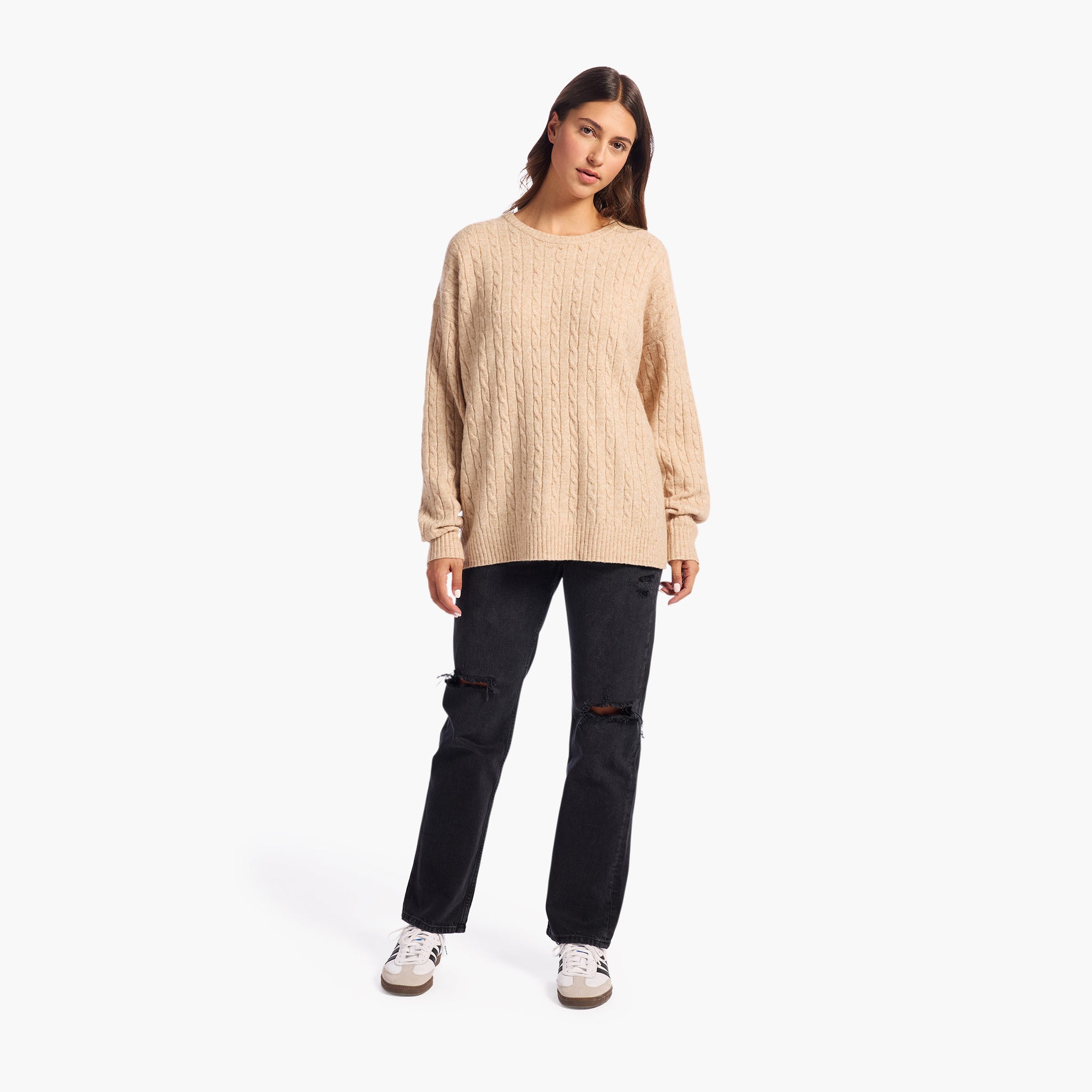 Cozy Knit Cable Crewneck Sweater