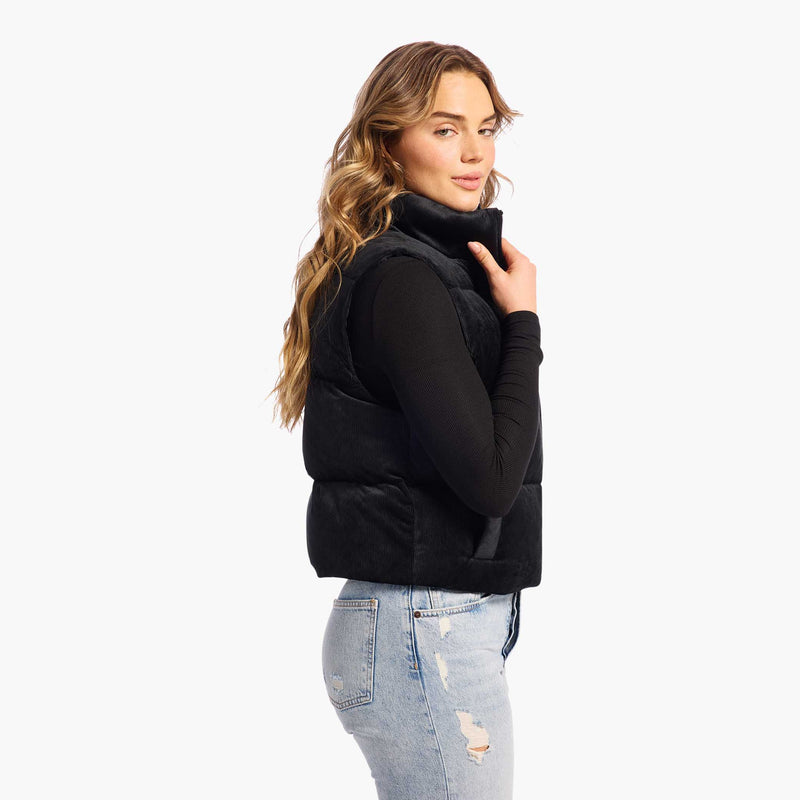 Ribbed Velour Puffer Vest