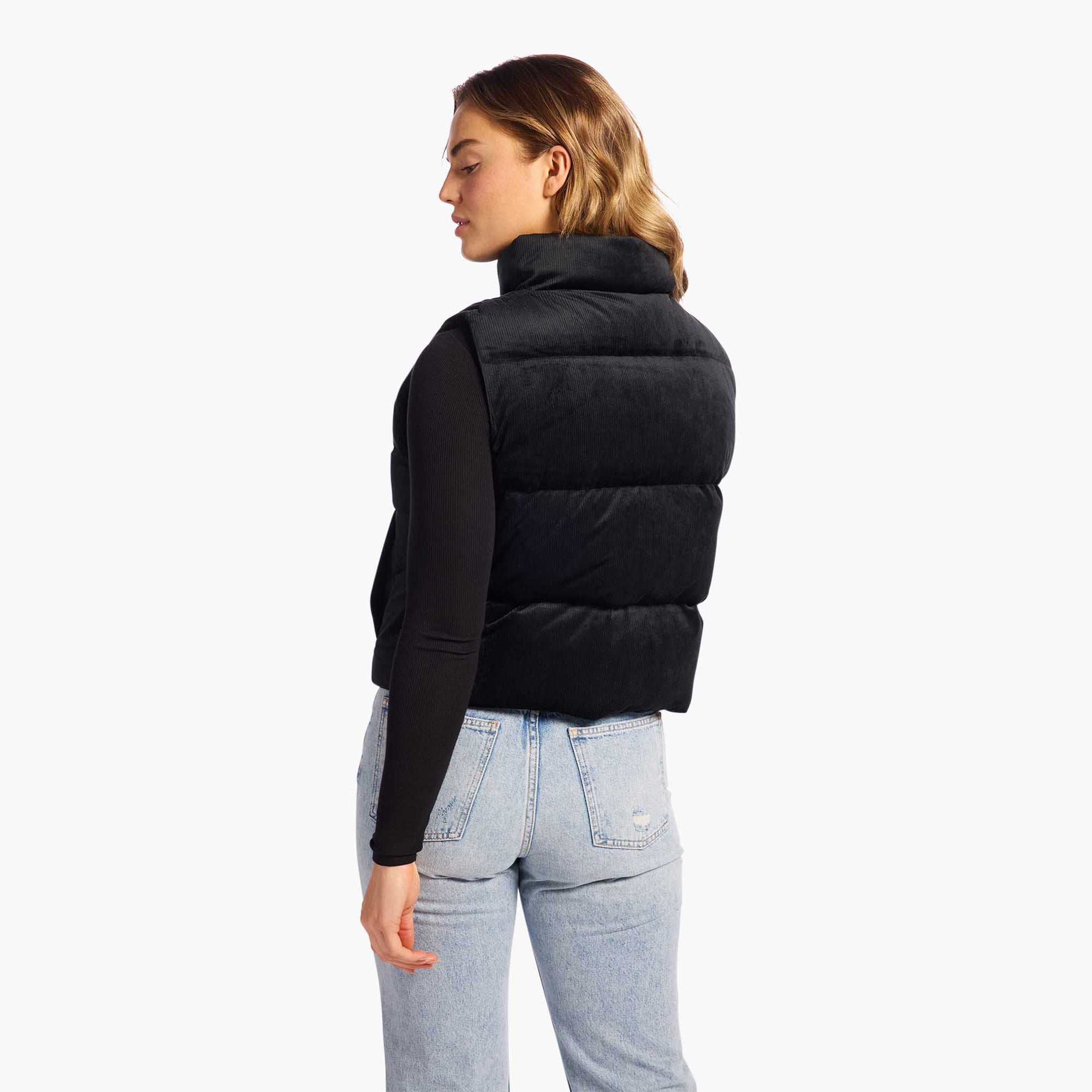 Ribbed Velour Puffer Vest