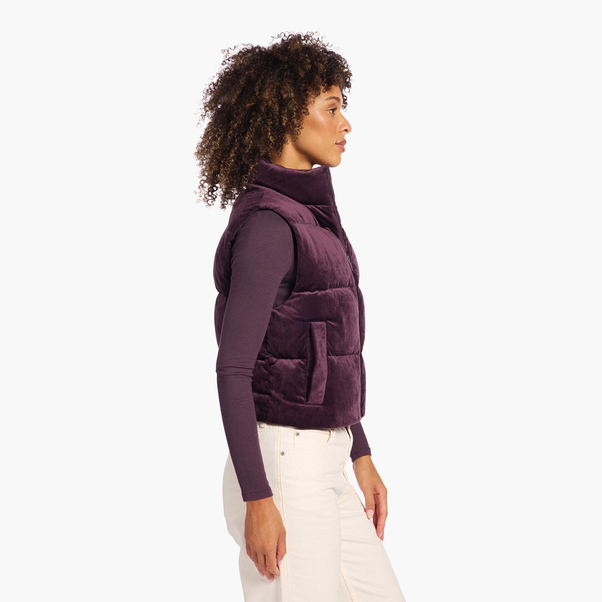 Ribbed Velour Puffer Vest