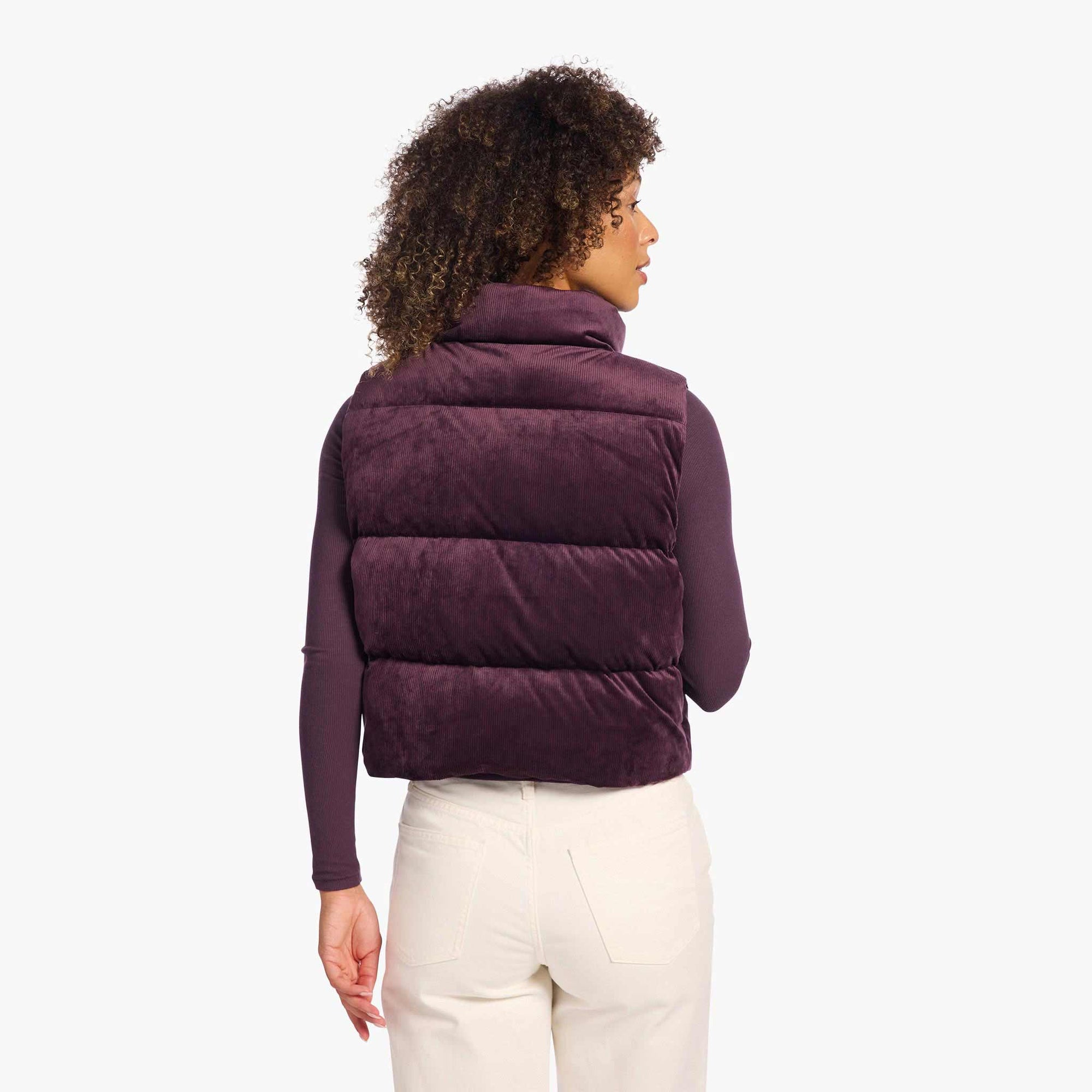 Ribbed Velour Puffer Vest