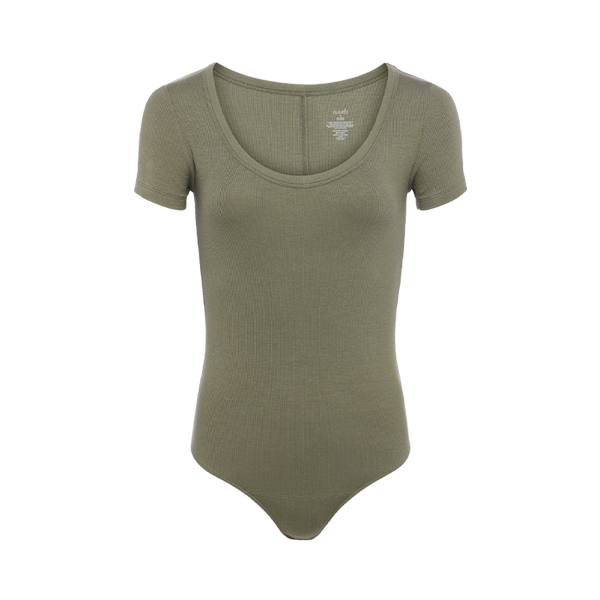 Slinky Rib Short Sleeve Bodysuit | Olive