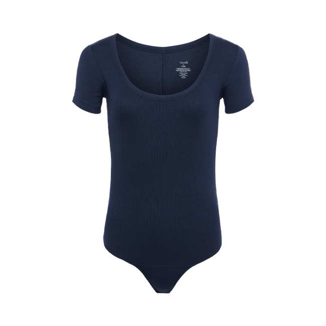 Slinky Rib Short Sleeve Bodysuit | Navy