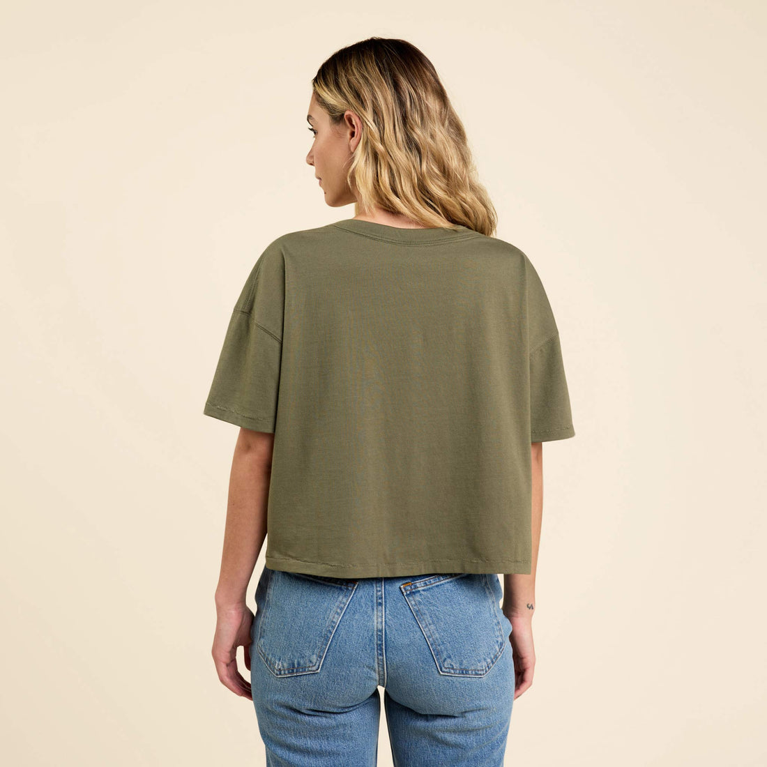 Boxy V-Neck Tee | Olive