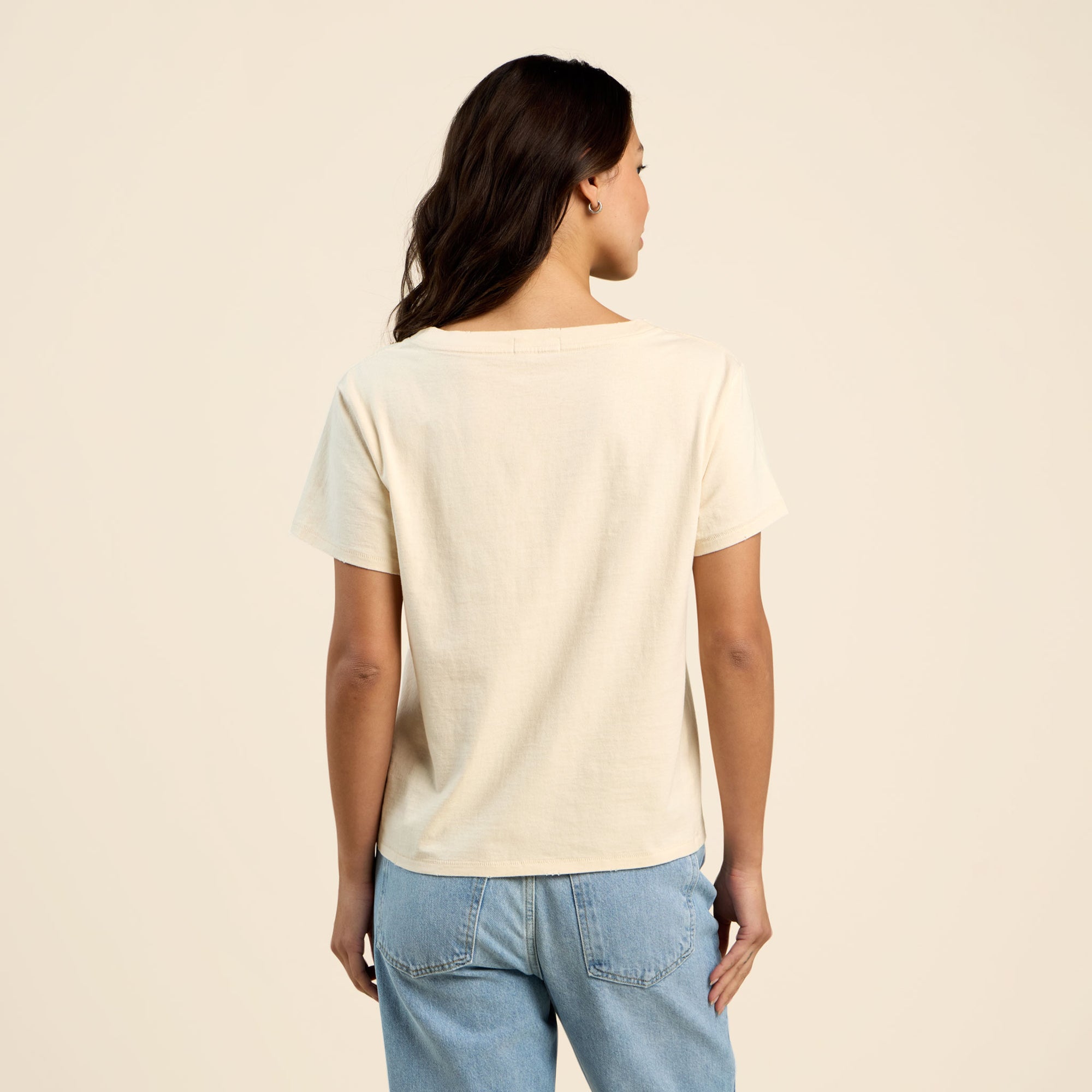 Vintage Cotton V-Neck Everyday T-Shirt | Bone