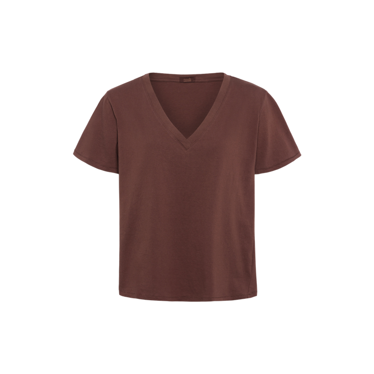 Vintage Cotton V-Neck Everyday T-Shirt | Coffee