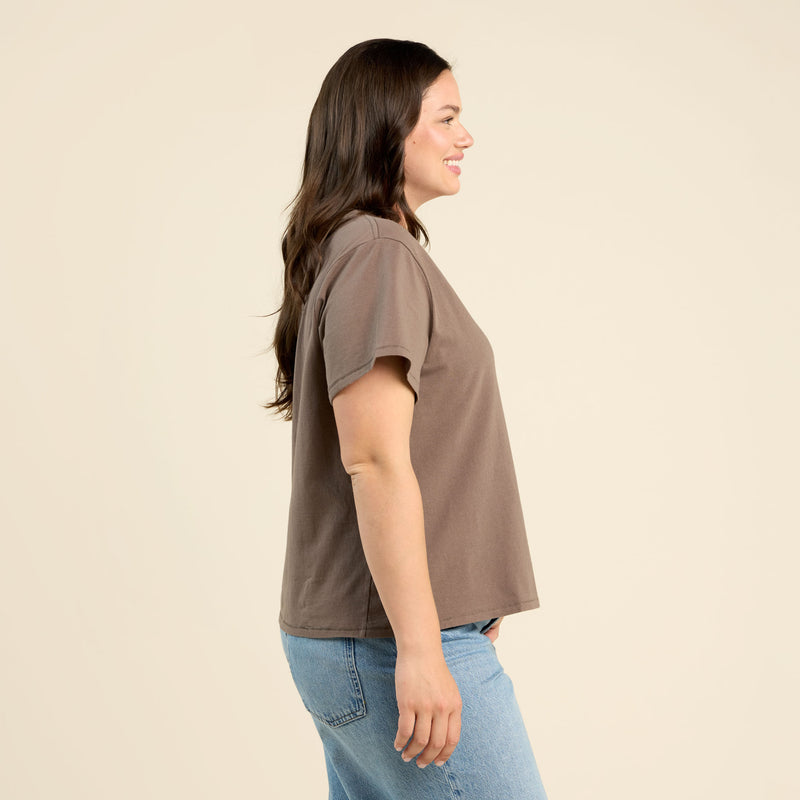 Vintage Cotton V-Neck Everyday T-Shirt | Mocha