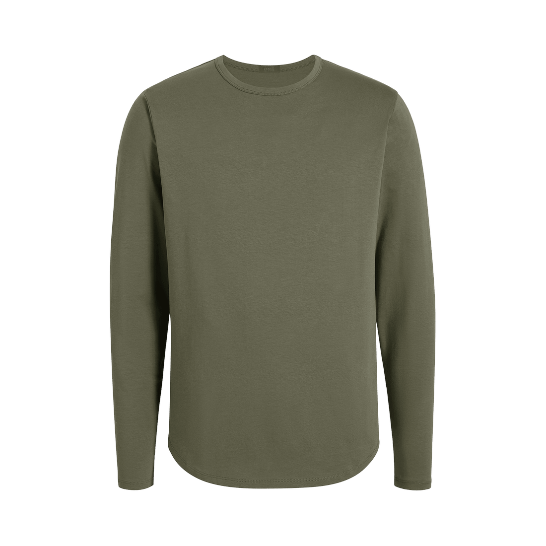 Men's Long Sleeve Curved Hem T-Shirt | Dark Olive