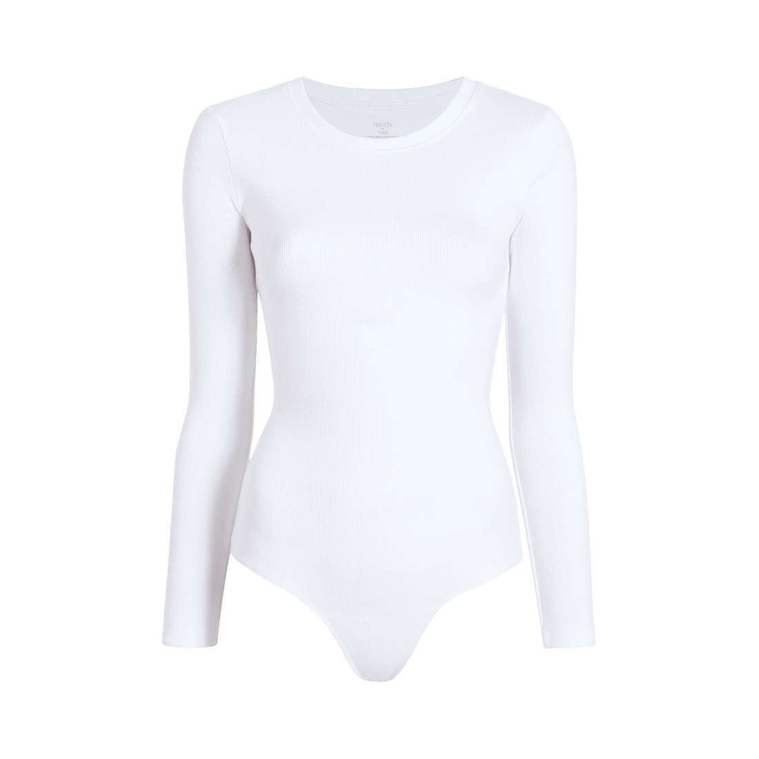 Women's Long Sleeve Ribbed Crewneck Bodysuit | White