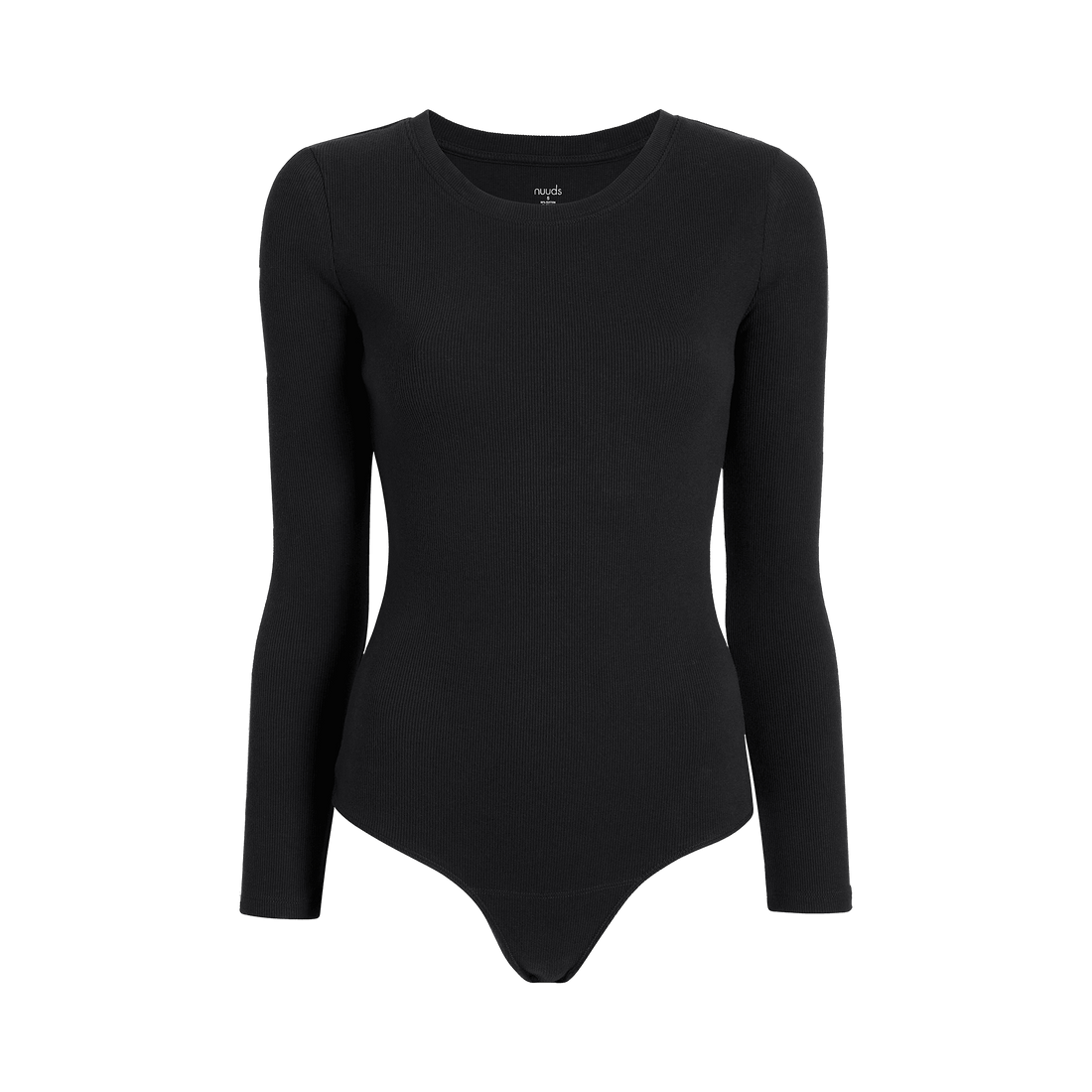 Women's Long Sleeve Ribbed Crewneck Bodysuit | Black