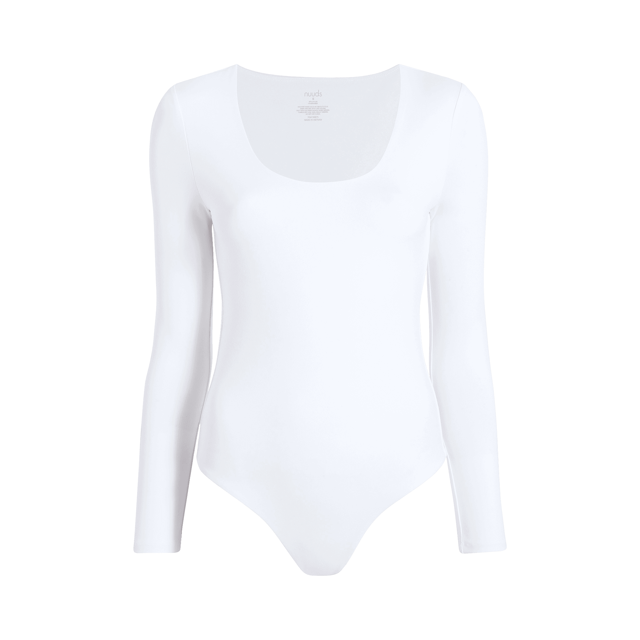 Long Sleeve Scoop Neck Bodysuit in White